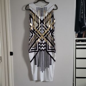 Black white metallic bodycon dress